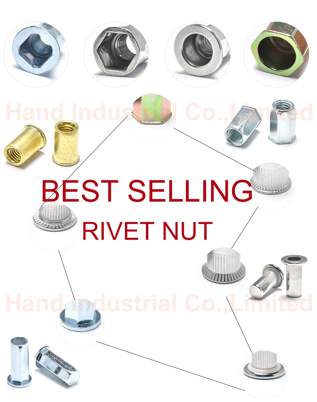 Zinc Plated M6 M8 M10 Steel Reduced Head Knurled Body Rivet Nuts with Open End