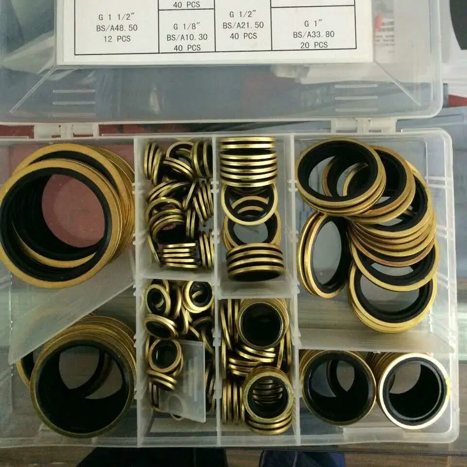 China Manufacture Rubber Metal Bonded Sealing Washer Box Self-Centering Bonded Gasket Kits
